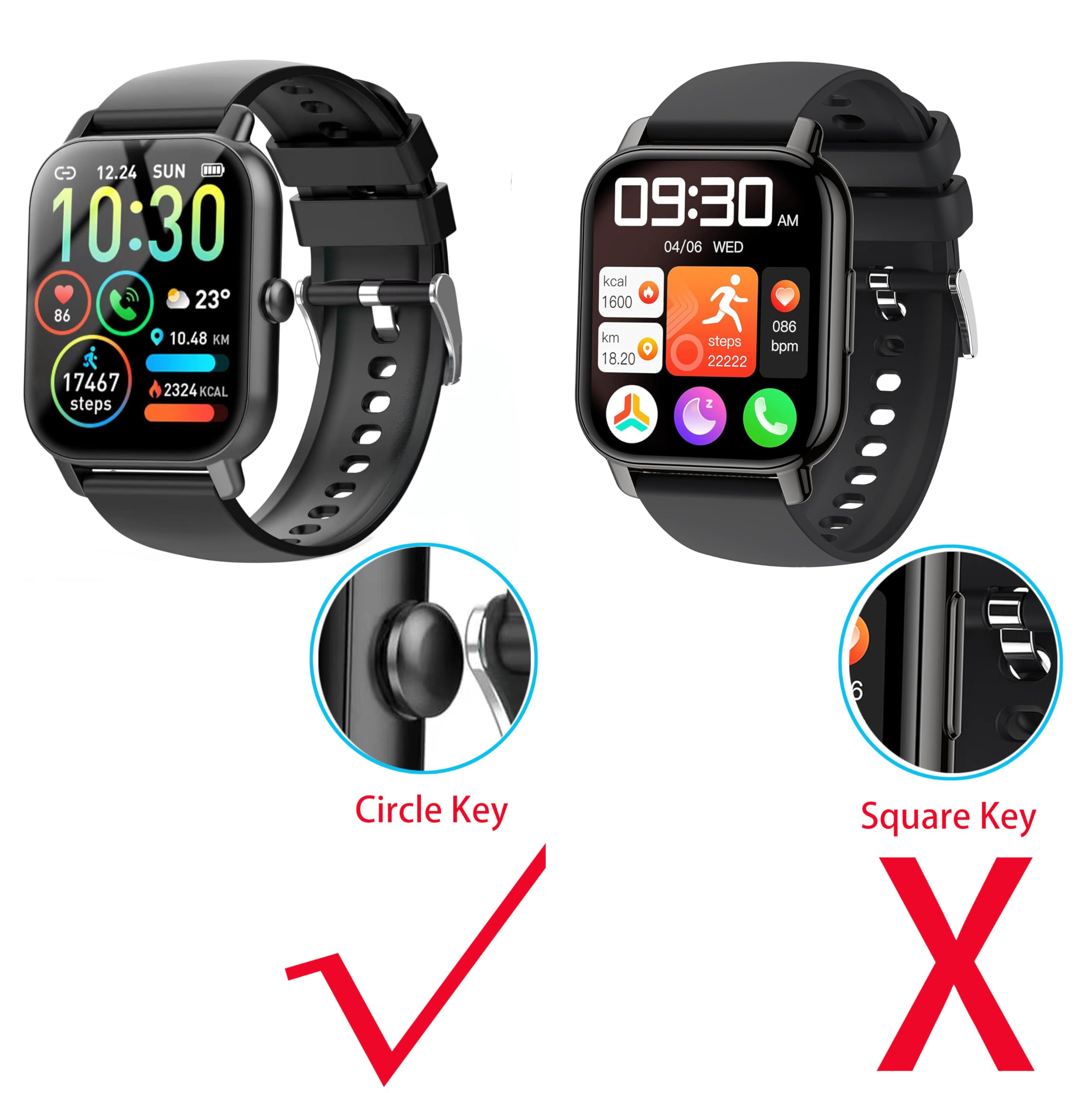 Compatible for Ddidbi Smart Watch Case,P66D Smart Watch Case, Lamshaw Hard PC Case with Screen Protector Compatible for Ddidbi P66D/Nerunsa P66D/Aptkdoe P66D Smart Watch-1.85 inches (Black+Black)