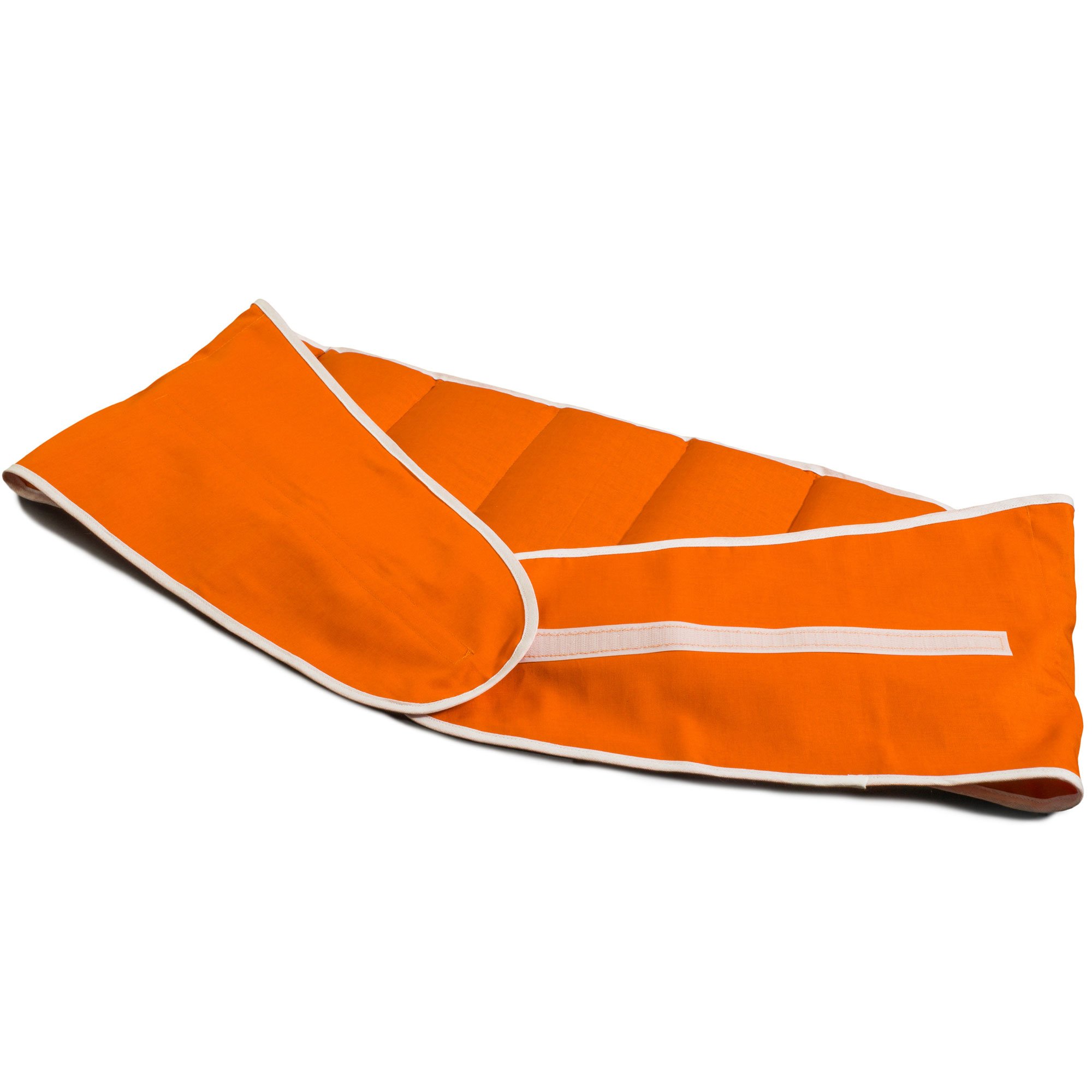 Faja térmica lumbar de semillas con cierre, largo aprox. 135cm, naranja. Saco térmico para la espalda. Semillas de grosella