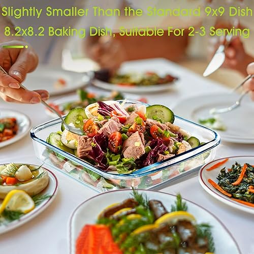 Miniatura 6 de NUTRIUPS Plato de horno de vidrio cuadrado de 1.7QT, bandeja para hornear cuadrada de 8.2 x 8.2 pulgadas, plato de hornear de vidrio para horno