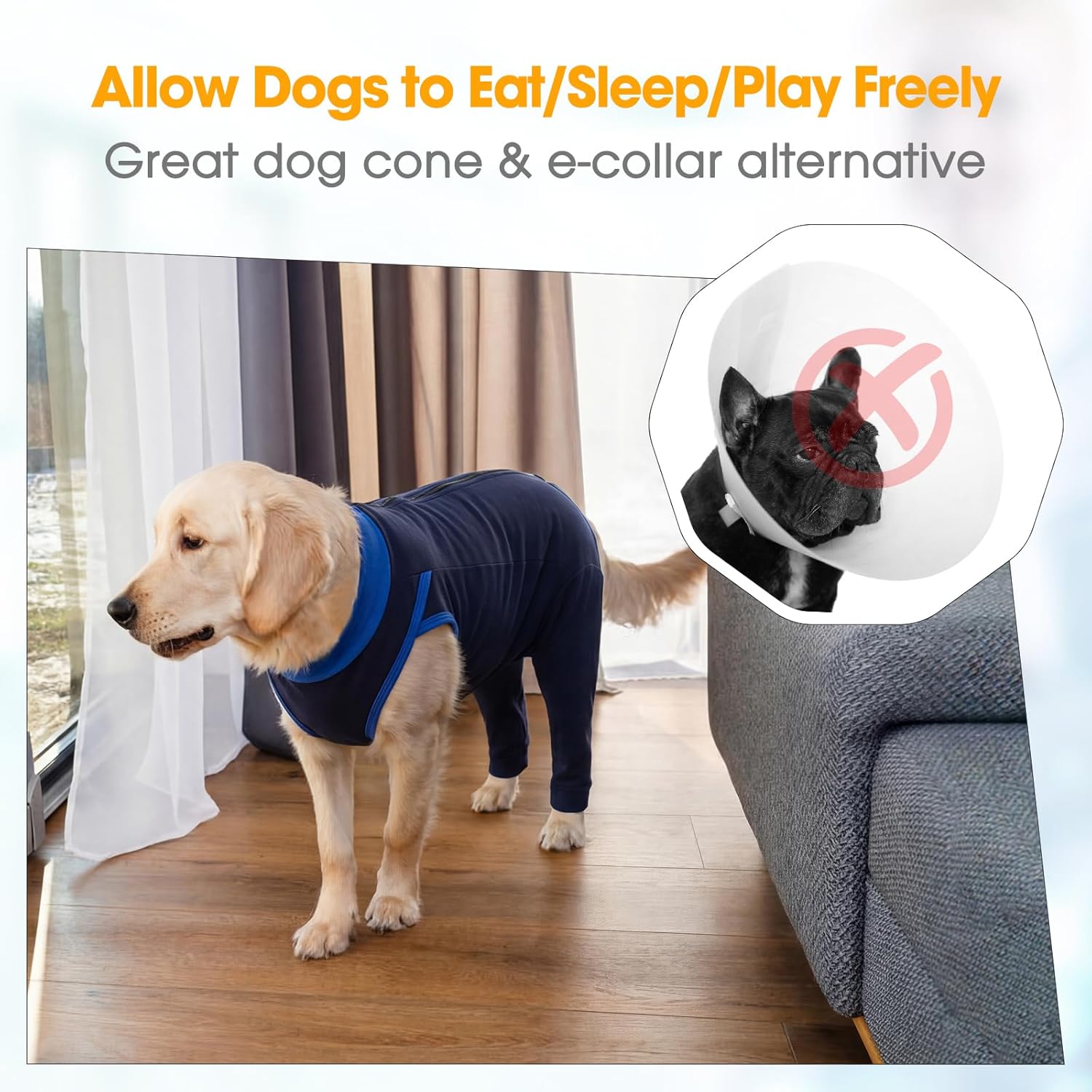 LeLePet Dog Recovery Suit for Rear Legs,Dog Pants to Prevent Licking,Lick Sleeve for Dogs Rear Legs Abdomen,Dogs Leg Sleeve to Stop Licking,Doggy Onesie for Surgery Female Male,Pet Cone Alternative