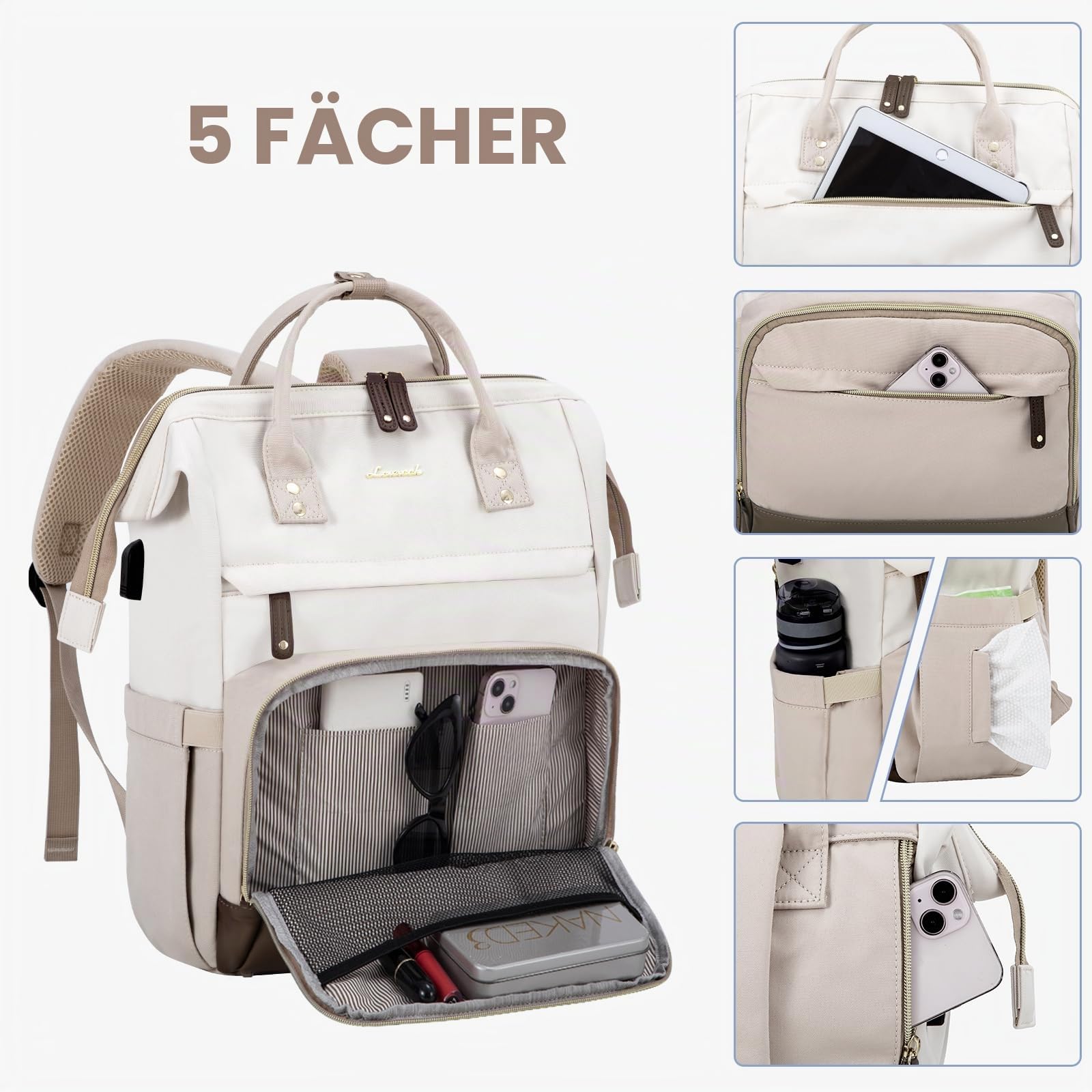 LOVEVOOK Rucksack Damen Laptop Rucksäcke mit Laptopfach 15.6 Zoll Schulrucksack Mädchen Teenager Schultasche Backpack Tagesrucksack Wasserdicht für Schule Reise Uni Business