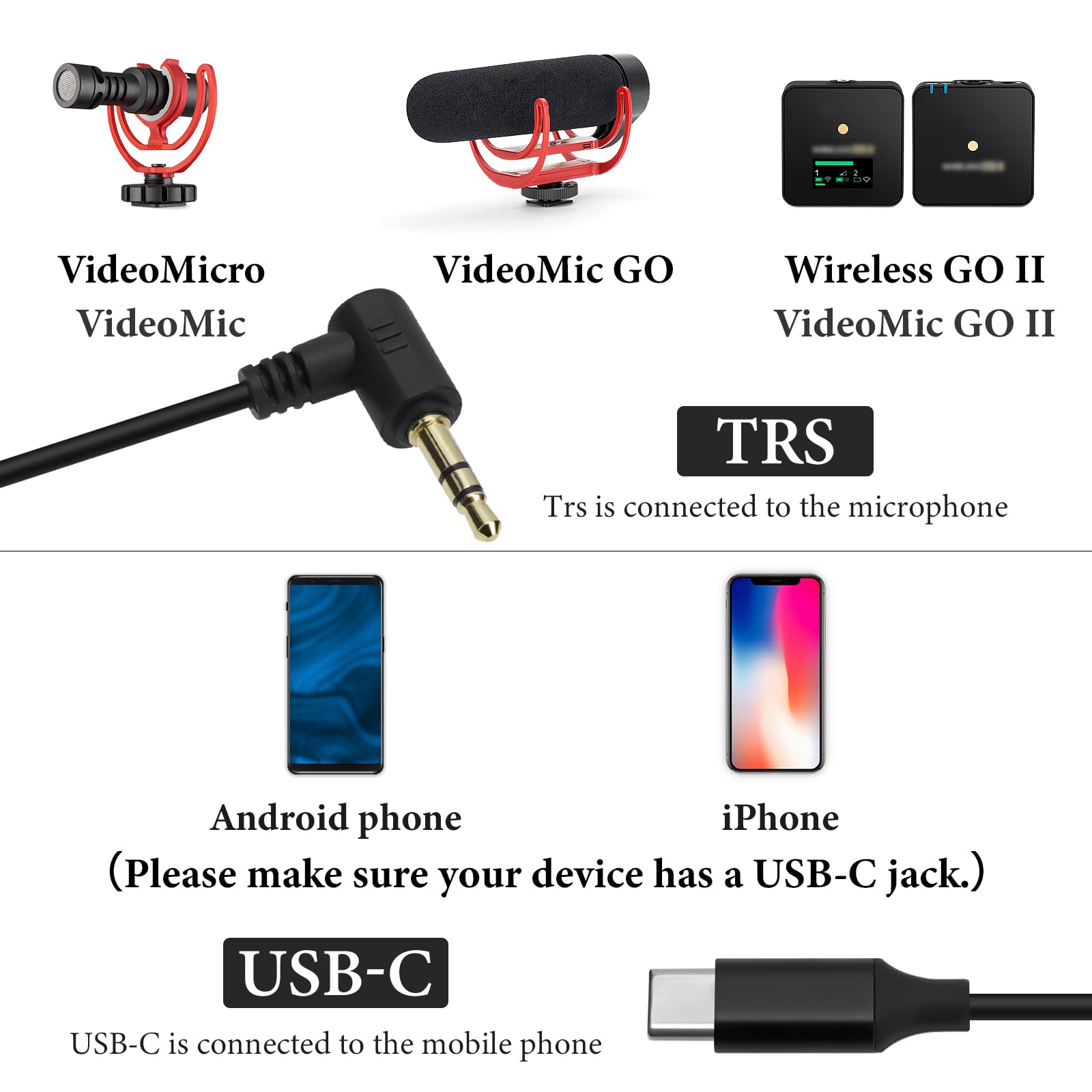 GEEKRIA for Creators USB C to 3.5mm TRS Microphone Cable 8 inch / 20 CM, Compatible with Rode VideoMicro, VideoMic GO II - Image 3
