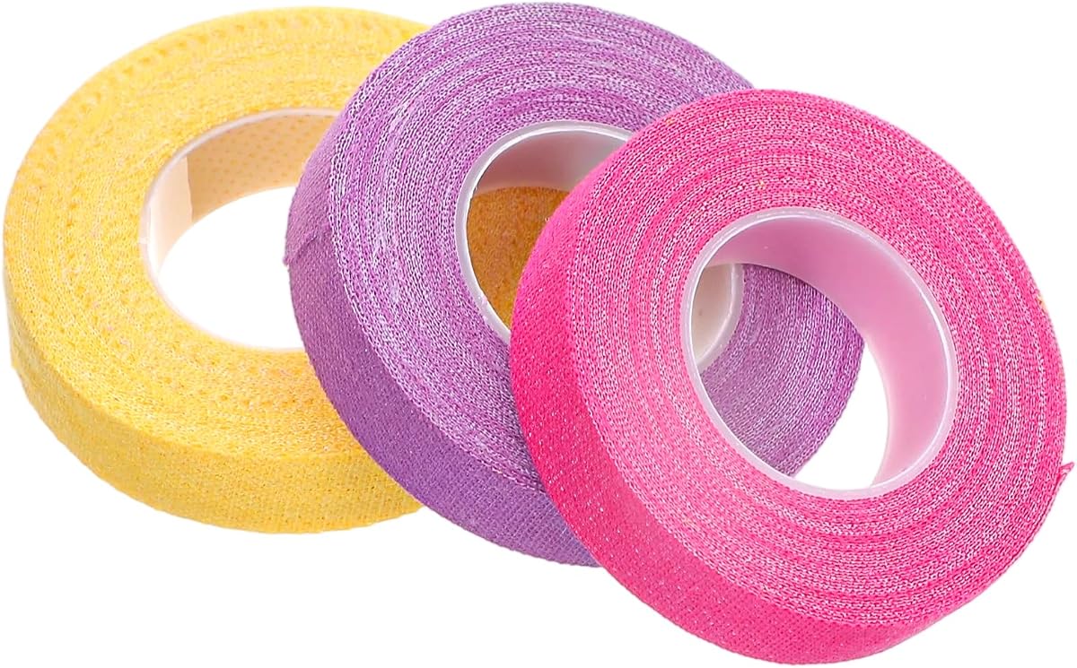 3 Rolls Thimble Tape for Hand Sewing, Self-Adhesive Cotton Bandage Wrap Finger Protector, Breathable Knitting Thimble Craft Tape for Quilting, Embroidery DIY Crafts (Yellow, Purple, Purple Red)