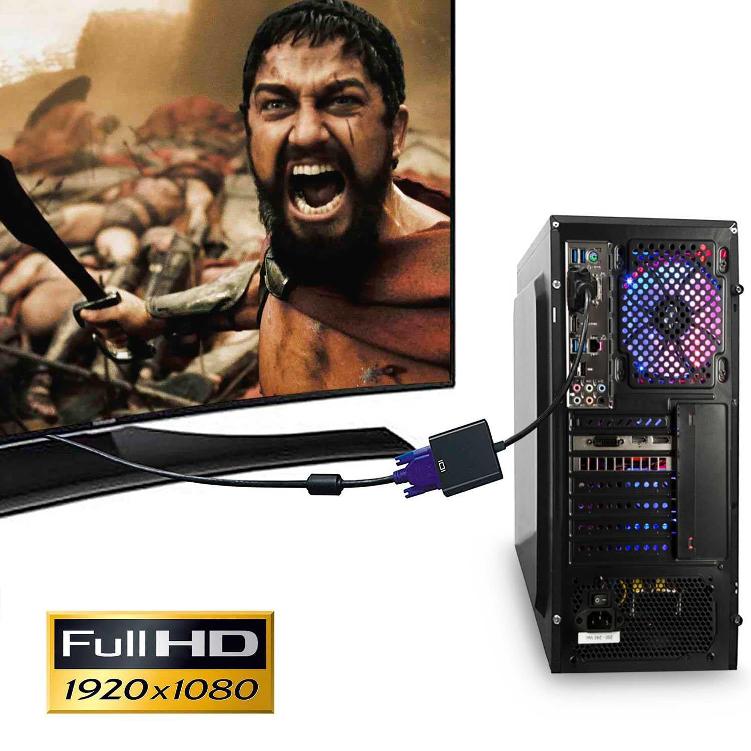 OcioDual Adattatore DVI-D 24+1 Maschio a VGA Femmina 15 Pin, Convertitore Video per PC, Monitor, Proiettore e Display