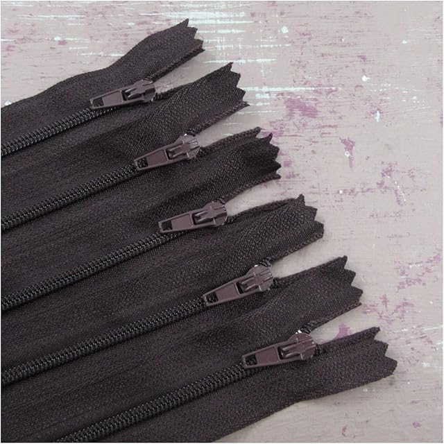 5 Pack x Closed END No.3 Nylon ZIPS *24 Colours* Zipper Sewing (Brown x 5 (3040), 12 Inch)