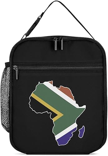 South Africa Flag Africa Map Insulated Lunch Bag for Women Men Reusable Lunch Box Tote Bag for Work Travel