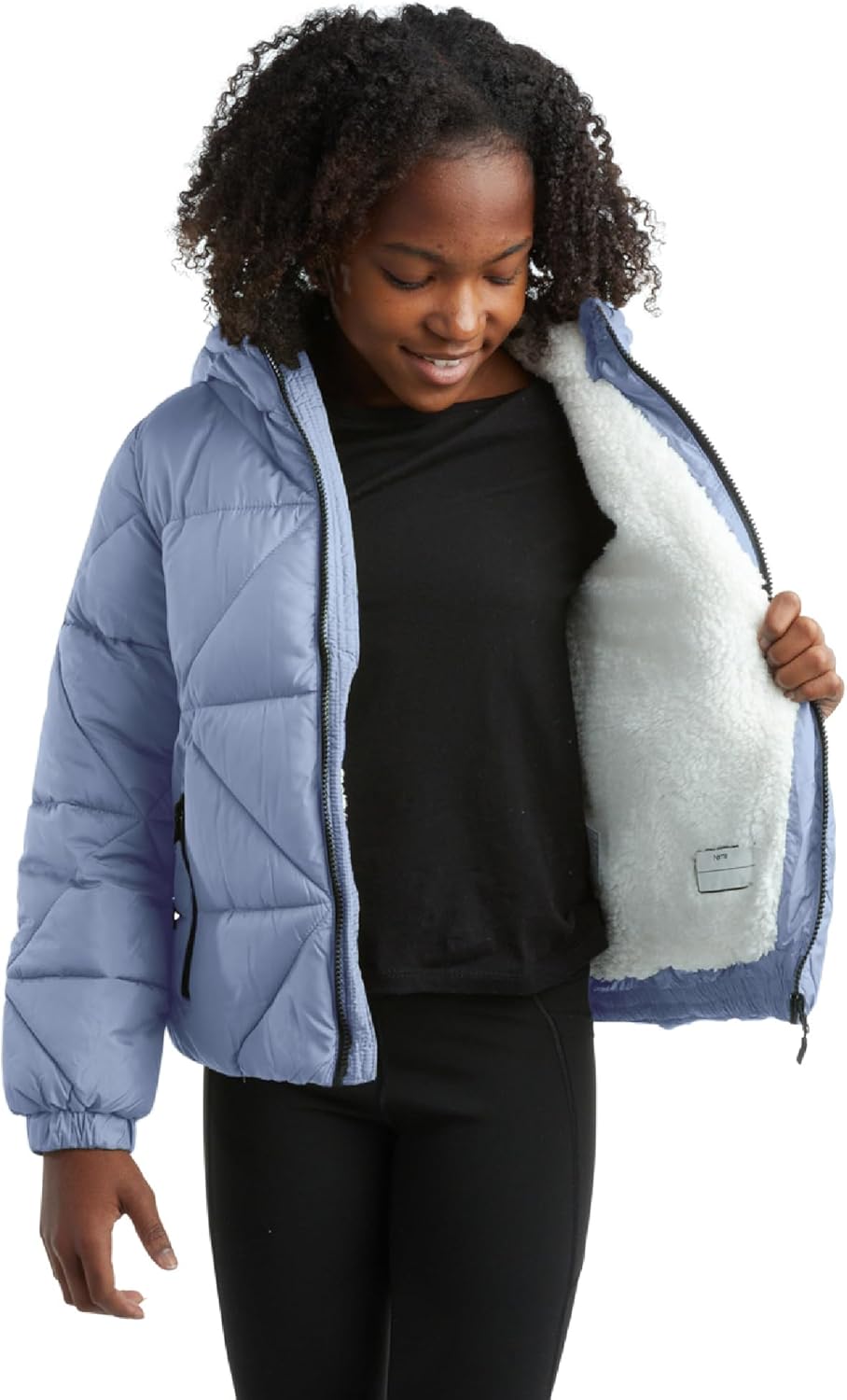 Reebok Girls Winter Coat - Heavyweight Quilted Sherpa Fur Lined Cropped Parka Puffer Jacket - Warm Winter Coats for Girls - Image 2