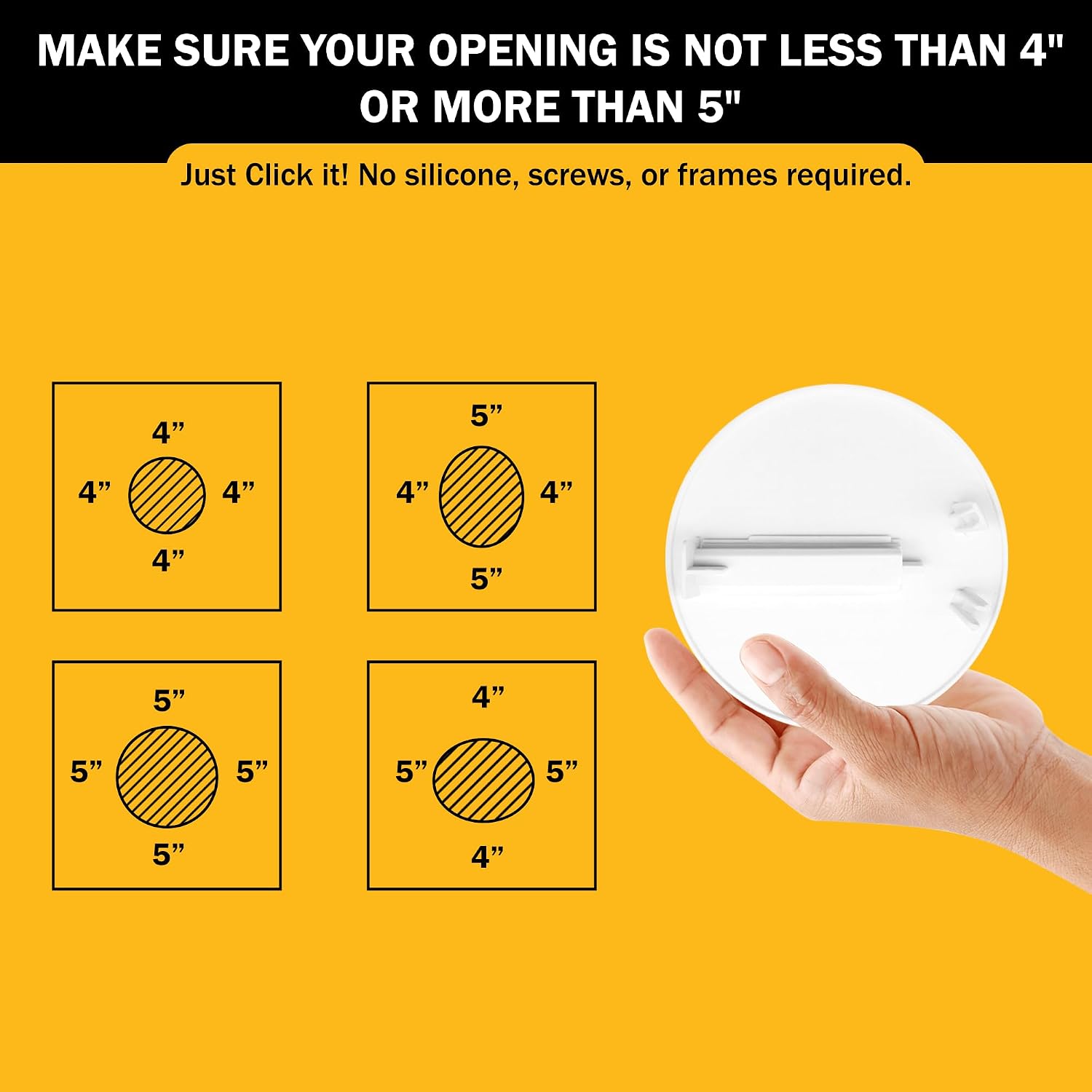 Adjustable Round Access Panel 5" – Fits 4" to 5" Ceiling or Wall Openings | Spring-Adjust Mount, No Screws Needed | Paintable Plastic Circular Access Cover (1)
