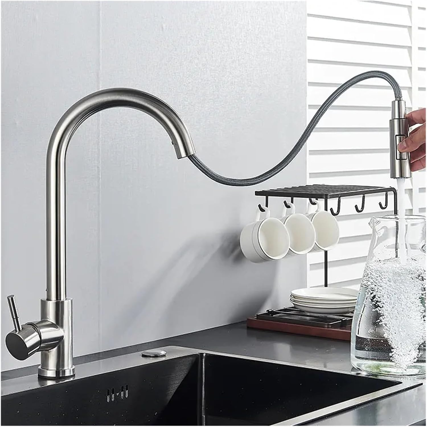 Automatic Sensor Faucets TOU Inductive Kiten Faucet Stainless Steel Water Saving Inductive Water Tap Mixer Battery Power, Rome Bathroom Faucet