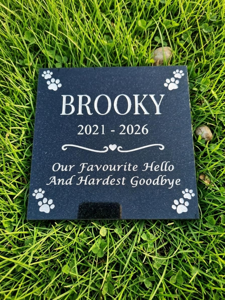 Personalised Black Granite Pet Memorial Stone, 30x30 cm, Custom Text Engraving, 10mm Thick Polished Tombstone, Outdoor Grave Marker for Dogs and Cats-image-11
