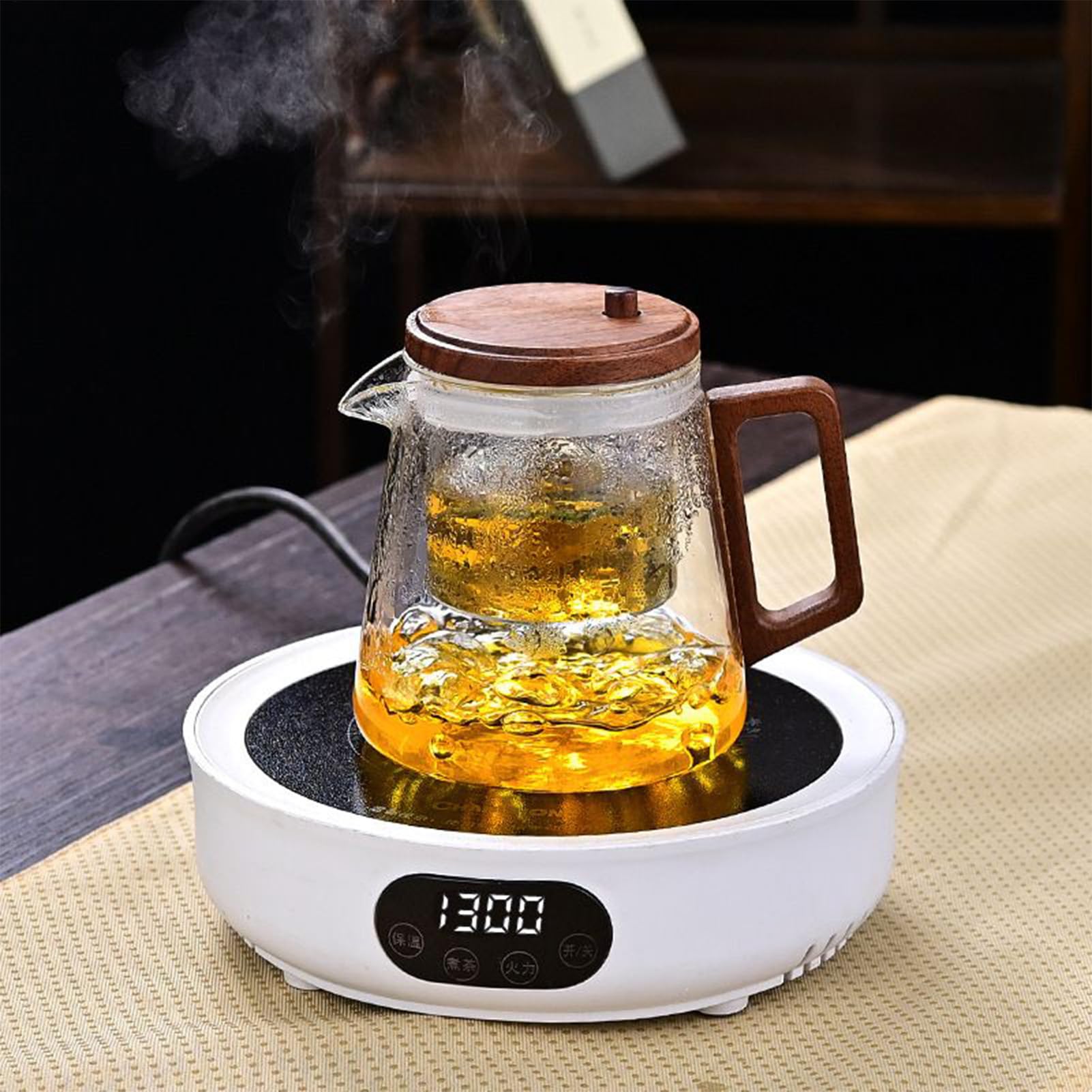 de Filtro de Vidrio con Tanque Interior y Mango de Madera | Diseño Ergonómico Para Hogar Oficina Restaurante Práctica