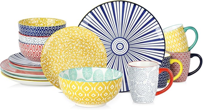 Selamica Ceramic Dinnerware Sets, 16 Pieces Dishes Set