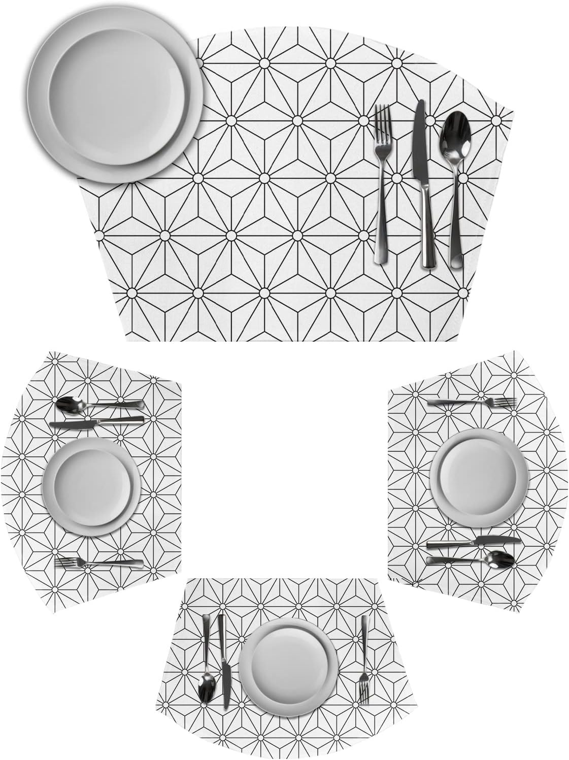Wedge Shaped Placemats for Round Table Simple Geometric