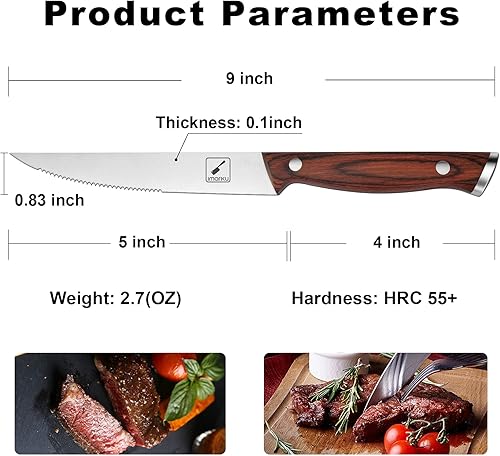 Miniatura 2 de imarku Cuchillos para carne, juego de 6 cuchillos de carne dentados, juego de cuchillos japoneses de acero inoxidable de alta calidad con caja de
