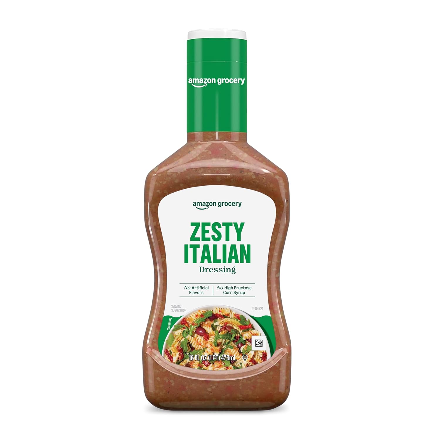 Amazon Grocery Zesty Italian Dressing 16 Fl Oz - No Artificial Flavors, No HFCS, Ideal for Salads & Dips (Formerly Happy Belly)
