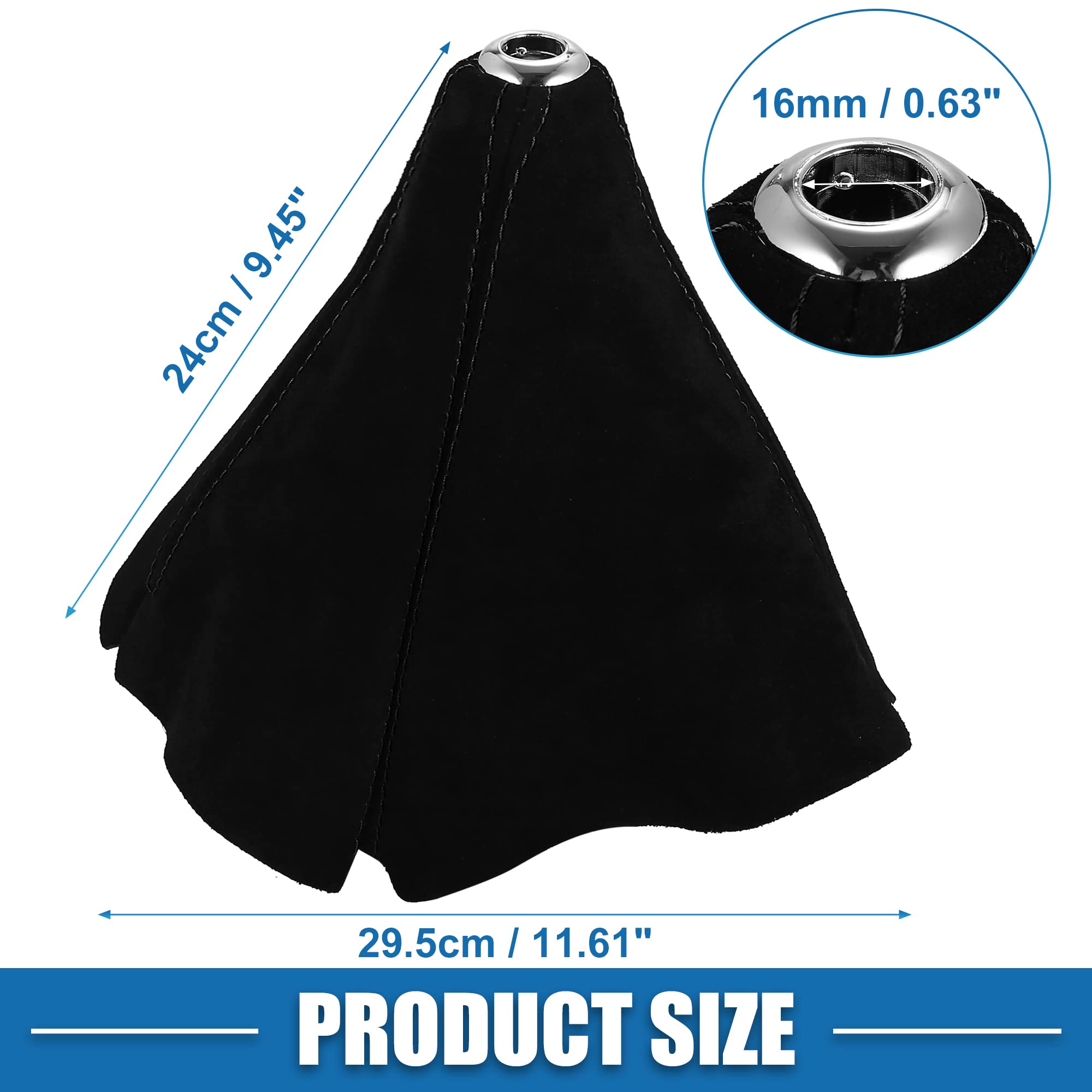 Universal Car Shift Boot Cover - Black Fabric With Red Stitching, Gear Knob Protector - View #10