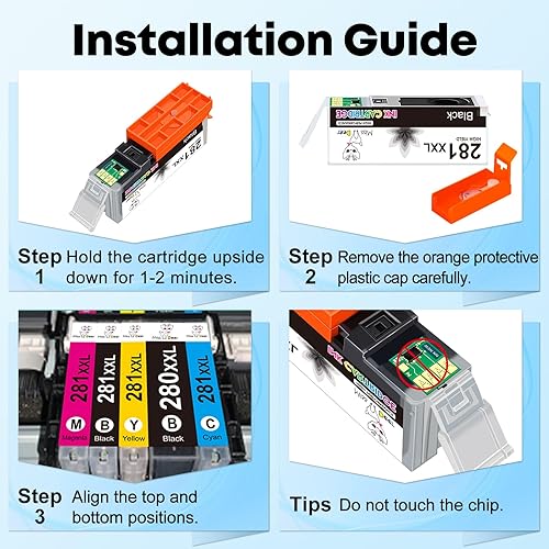 Miniatura 4 de Miss Deer - Cartuchos de tinta compatibles con PGI-281 XXL para Canon CLI-281XXL CLI281 CLI 281 XXL para Canon Pixma TR7520 TR8520 TS6120 TS6220