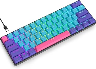Guffercty kred Gk61 SK61 60% Mechanical Keyboard Custom Hot Swappable 60 Percent Gaming Keyboard with RGB Backlit, NKRO, Type-C for Win/PC/Mac (Gateron Optical Blue, Joker)