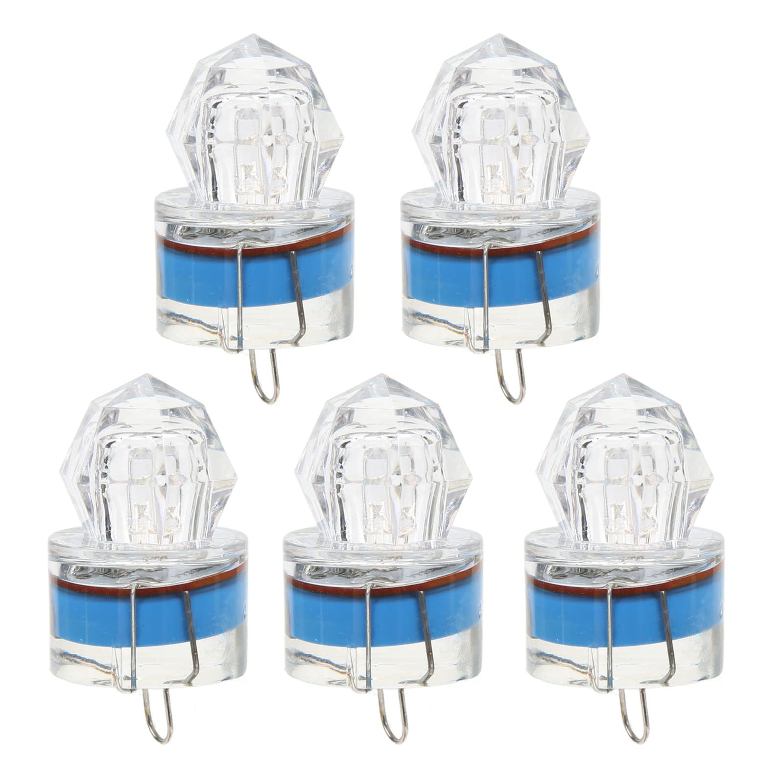 Fischköderlampe, Unterwasser-Licht, zieht Fische an, LED-Licht zieht Fische an, Blinklicht, leuchtend, Diamantform, praktisch, stoßfest, 5, blau