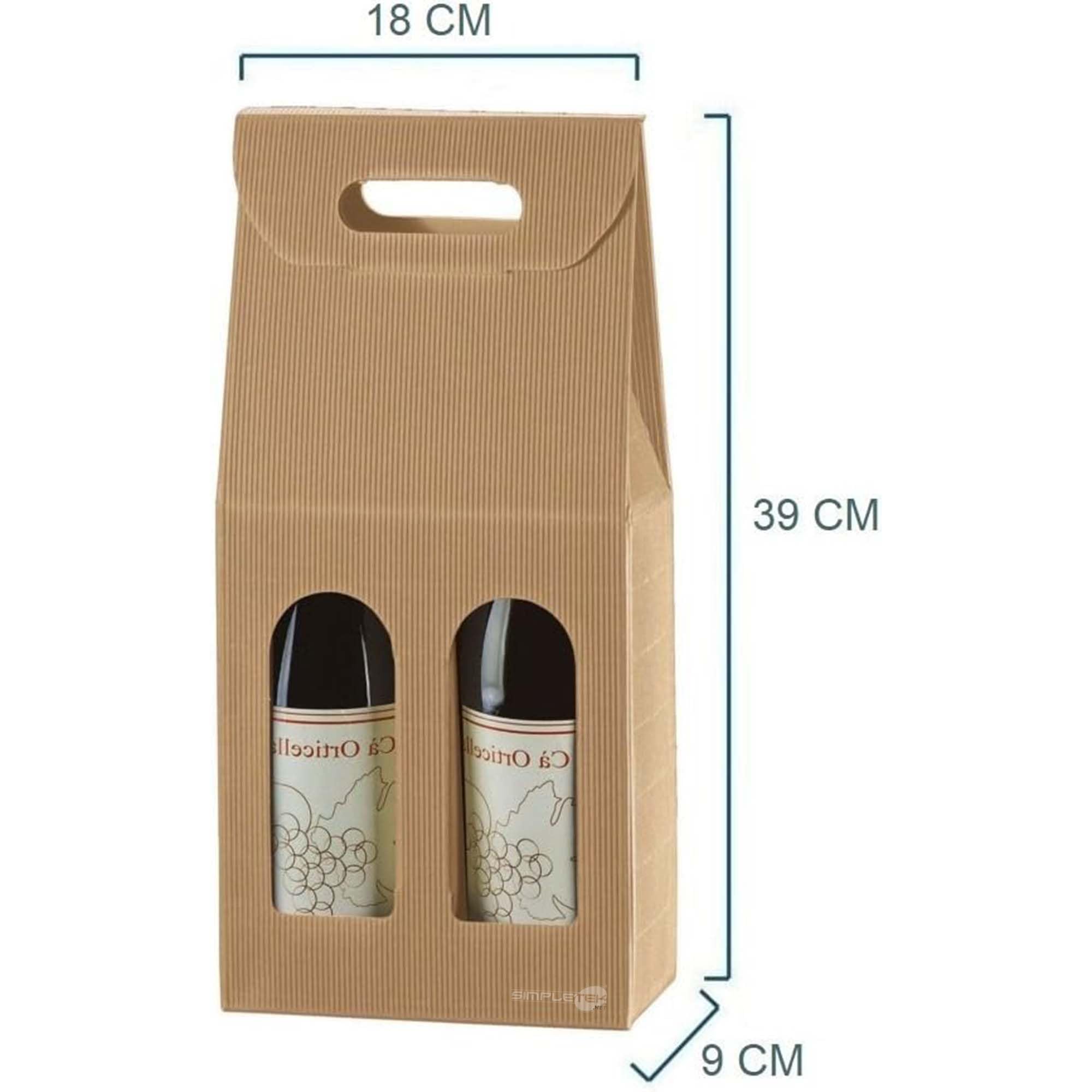 SIMPLETEK - 20X Boîte En Carton Boîte Cadeau Vente Havane Pour 2 Bouteilles Vin Huile Avec Fenêtre pour Noël Occasions (20 pièces)