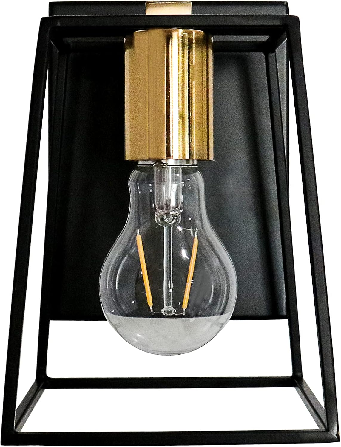 MONKFISH Modern Indoor Wall Sconce Light Fixture, Black & Brass Wall Lamp with E26 Socket, Elegant Bathroom Vanity Lighting, Bedroom Reading Light for Hallway Stairway (5" Width)