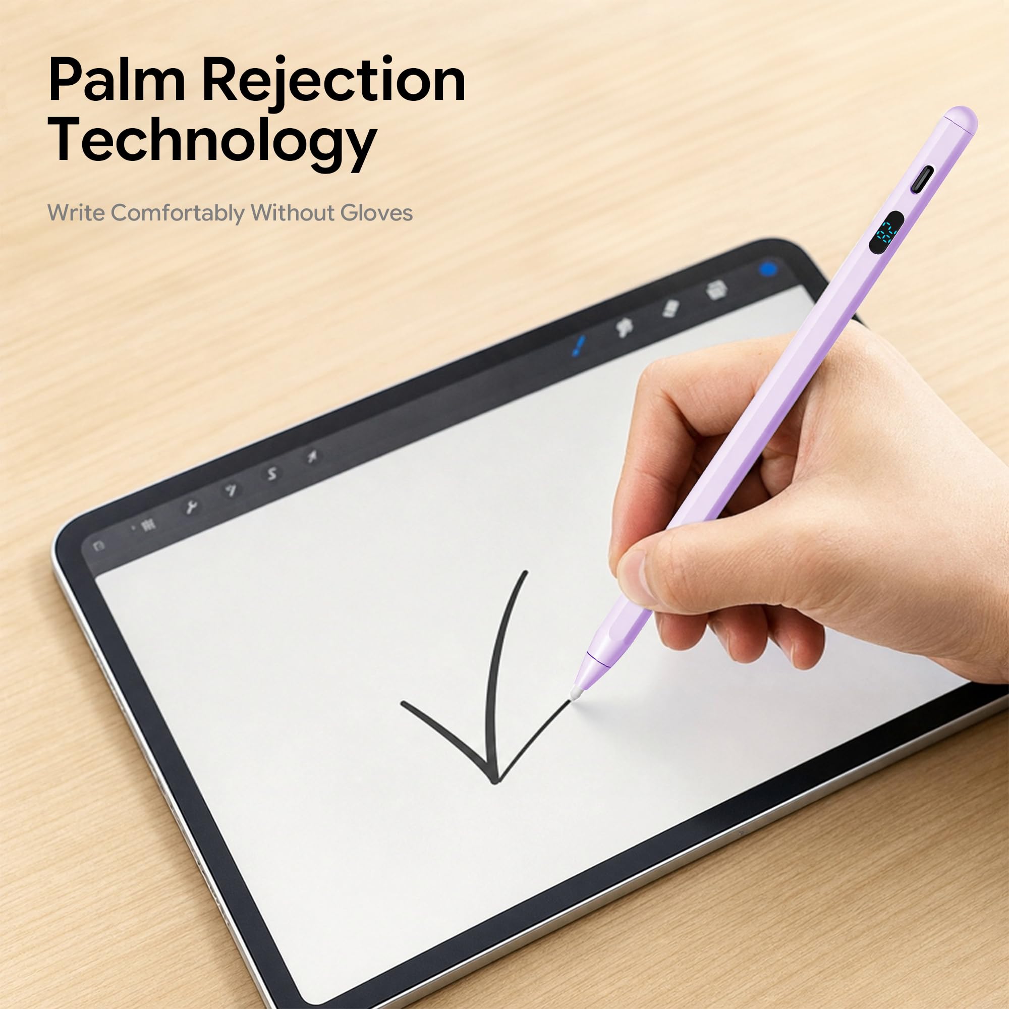 LED Akku Display Stylus Pen, Schnelles Aufladen Aktiver Digitaler Bleistift für iPad iPhone Samsung Android Tablets, Niedrige Latenz & Neigungsempfindlichkeit für Notizen/Zeichnen, Kein Bluetooth
