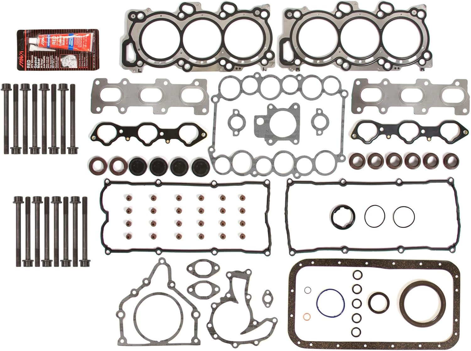 MA-4216923416 Full Gasket Set Head Bolts Compatible With/For 98-04 Acura Honda Isuzu V6 3.2 3.5L 6VE1 6VD1