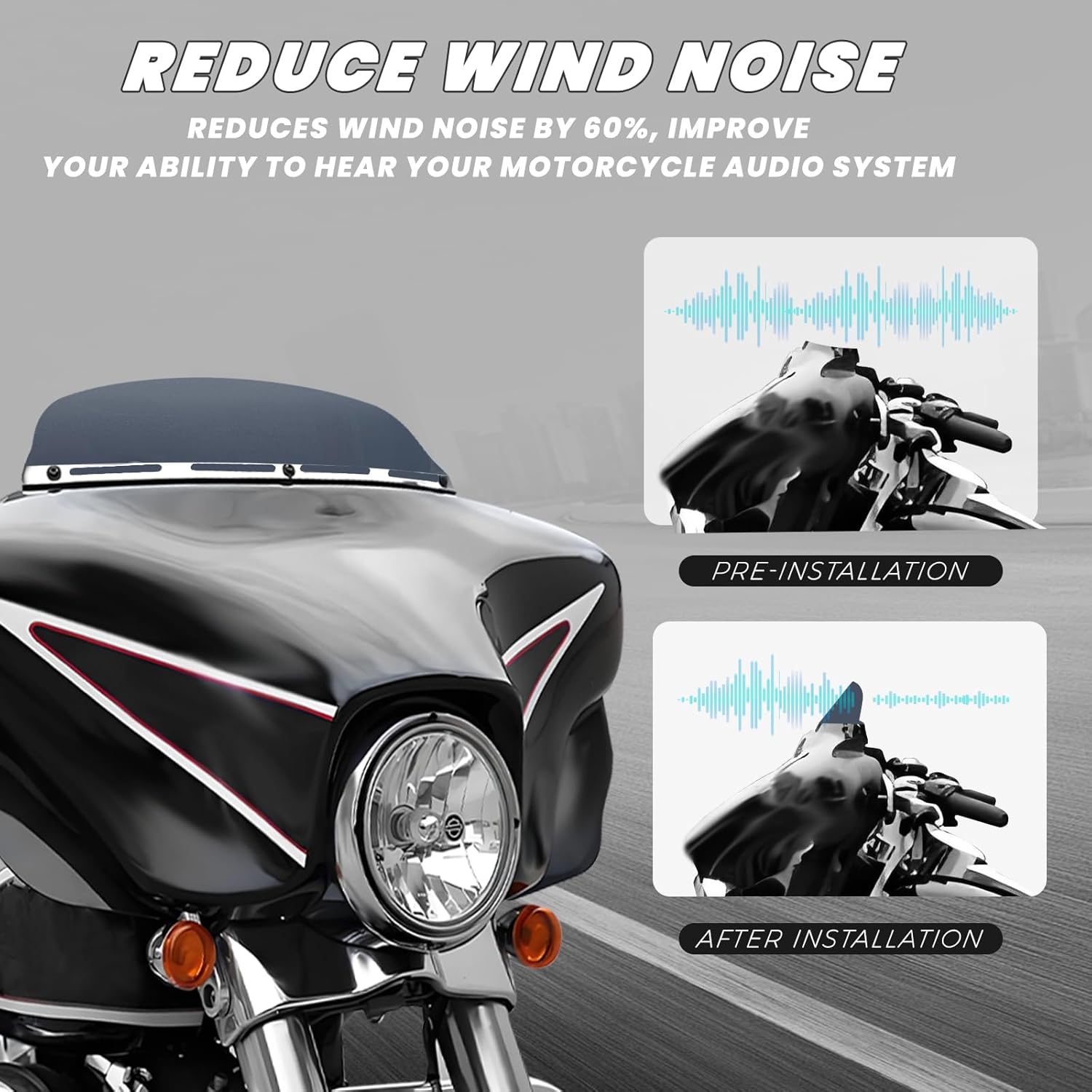 Smoke 4.5" Windshield Windscreen Compatible for Harley Davidson Touring Electra Glide Street Glide 2014 2015 2016 2017 2018 2019 2020 2021 2022