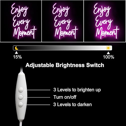 Miniatura 5 de Kullneon Letrero de neón con texto en inglés "Enjoy Every Moment" ("Enjoy Every Moment"), letrero de neón para decoración de pared, letreros de