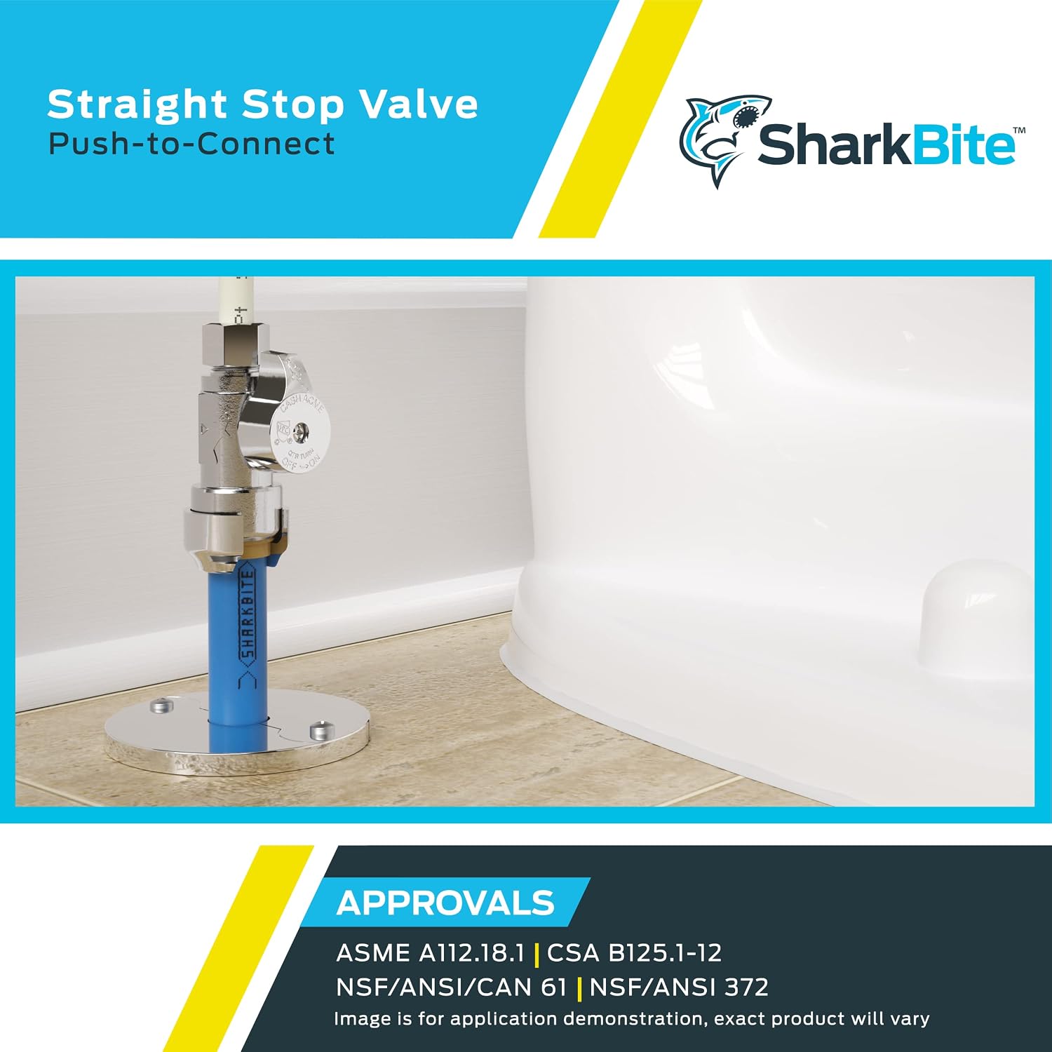 SharkBite 1/2 x 1/2 Inch MIP Straight Stop Valve, Quarter Turn, Push to Connect Brass Plumbing Fitting, PEX Pipe, Copper, CPVC, PE-RT, HDPE, 24947