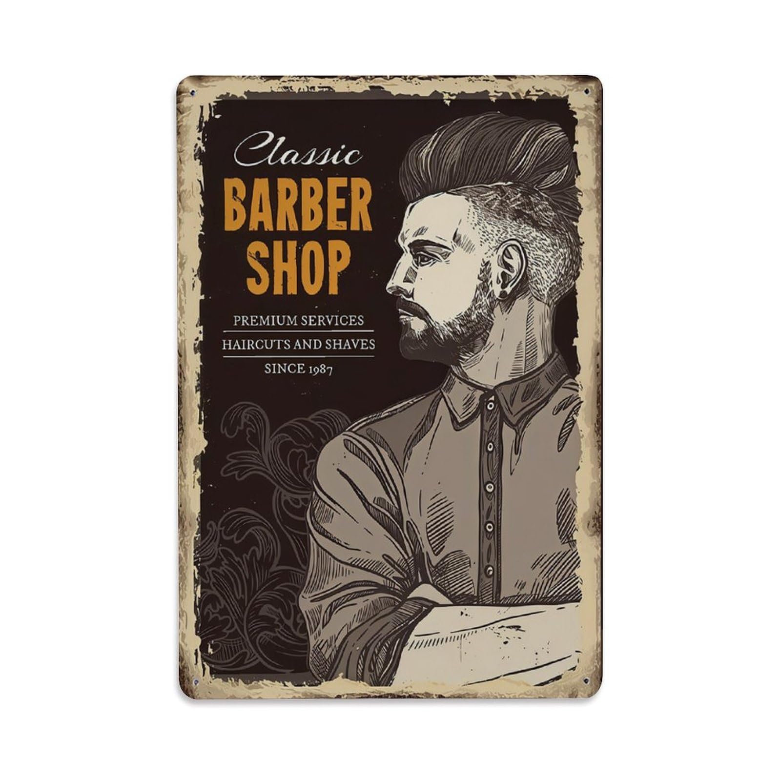 Vintage American Barber Shop Vintage Aluminium Metal Sign, Retro Wall Decor for Home, Bar, Garage & Farmhouse 30x20cm
