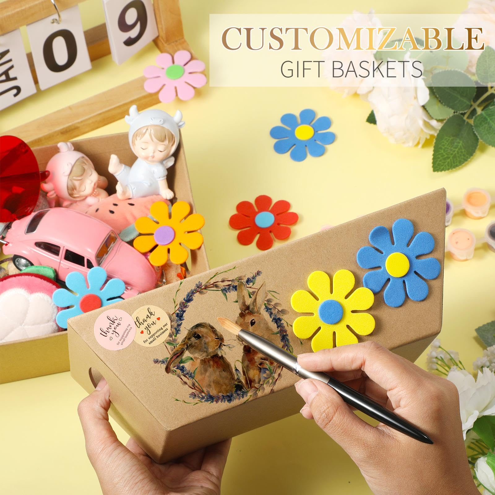 44 cesti regalo vuoti per regali Il kit include 12 cesti regalo vuoti 12 sacchetti di plastica per cesti regalo e 20 fiocchi d'oro per matrimoni, compleanni, ringraziamenti, feste di Natale