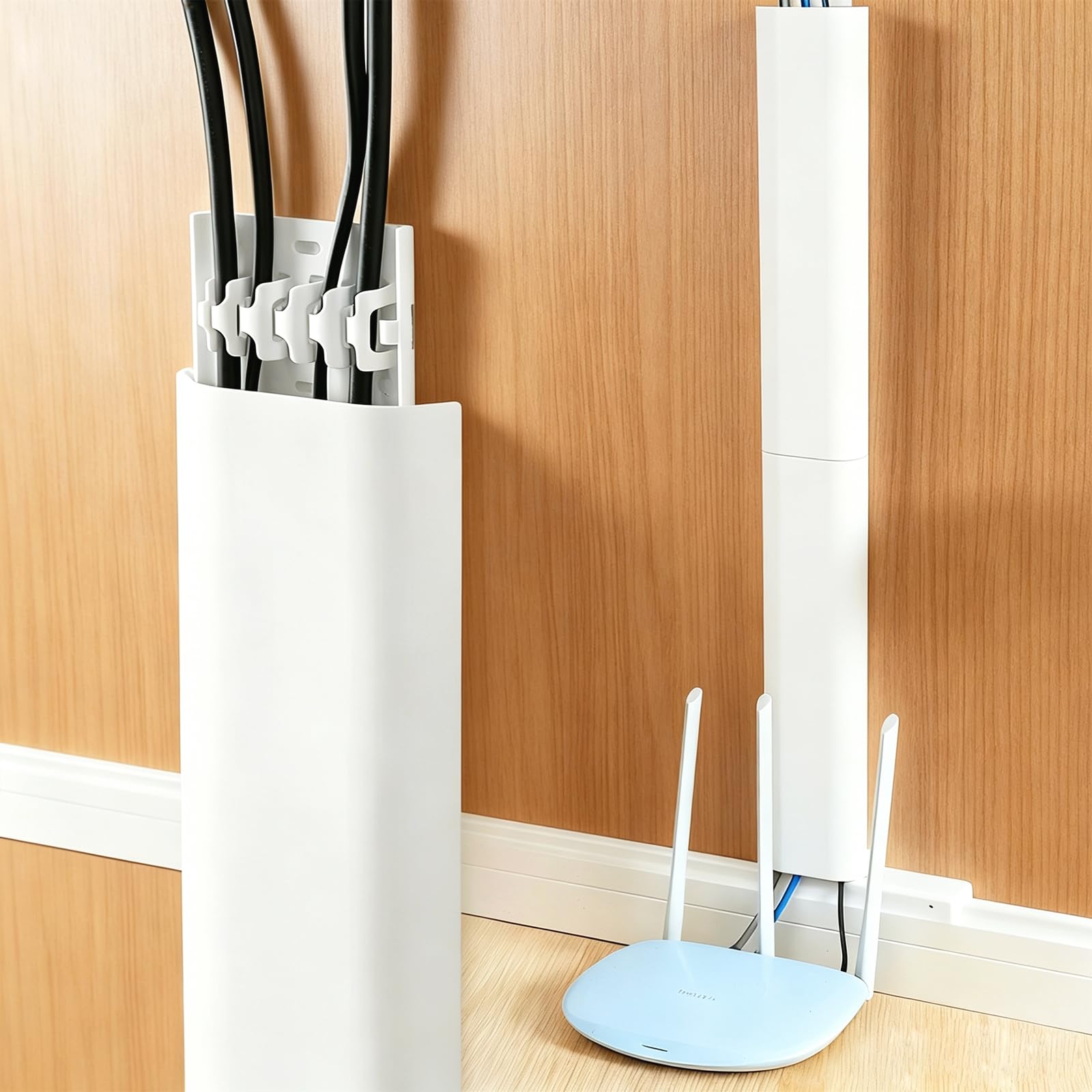 Cable Raceway Self Adhesive 30cm, Wire Concealer Cord Cover, Wall Cable Hider Channel for TV, PC, Desk, Home & Office Cable Management(White, 2 Pack)