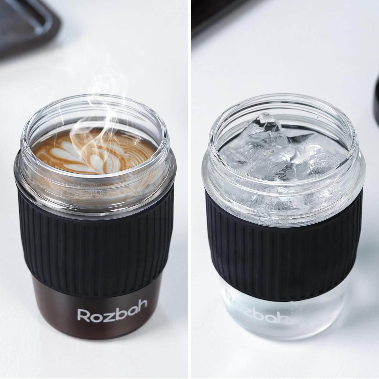 12oz Glass Coffee Cup - Reusable Travel Mug with Lid for Tea/Coffee, BPA-Free, Microwave Safe, Anti-Slip Silicone Sleeve, Dishwasher Safe - Image 6