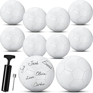 Jexine All White Soccer Ball Plain White Soccer Ball Blank Christian Charity Donation with Needle Pump for DIY Painting Training Signatures