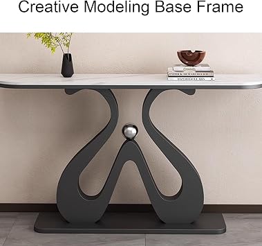 Stylish Console Table with Unique Base - Contemporary Sofa Table for Living Room, Entryway & Hallway (Gold & White, 100x30x80cm)