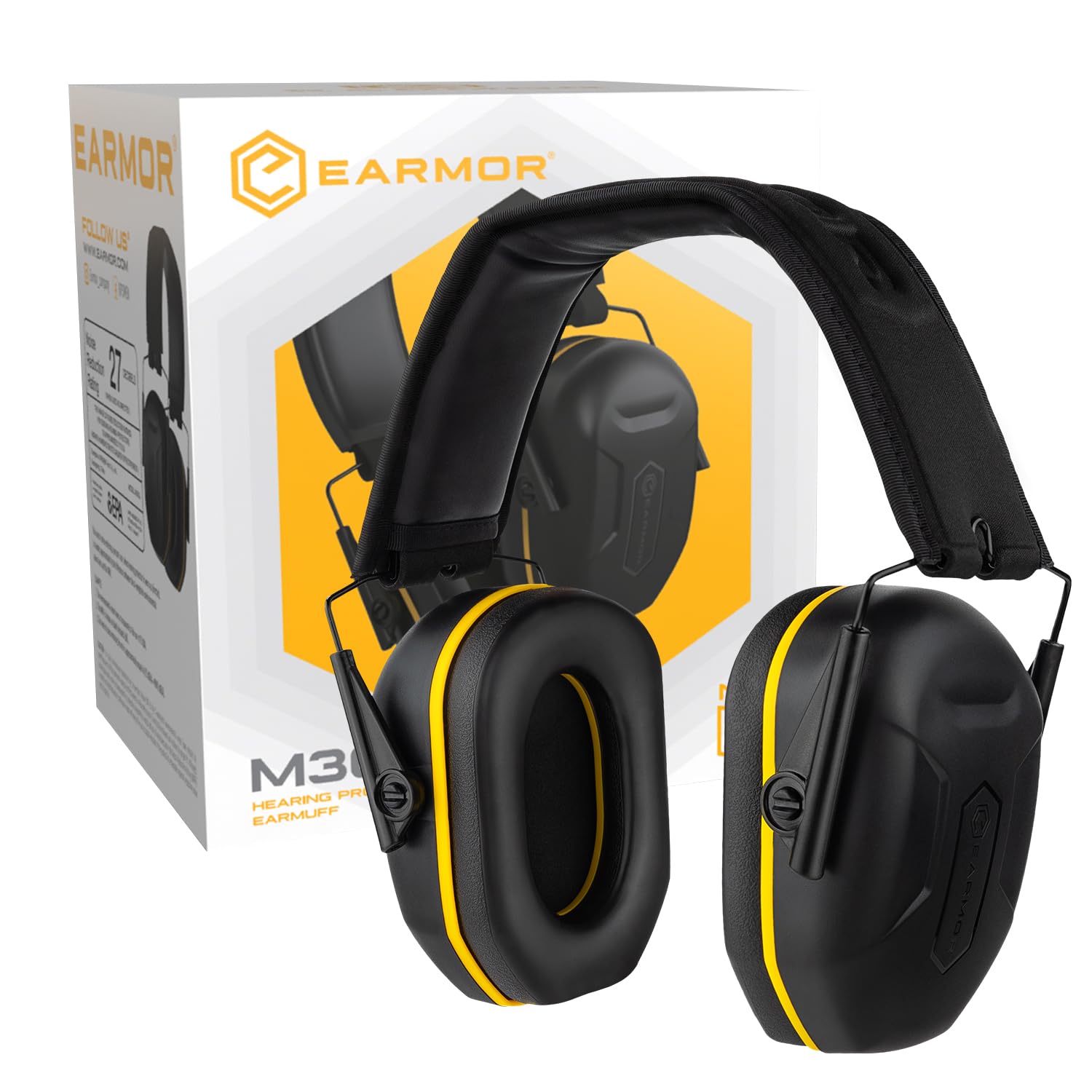 EARMOR Upgrade M300L Shooting Ear Protection Safety Earmuffs for Gun Range, NRR 27dB Noise Cancelling Hearing Protection Ear Muffs with Low-Profile Earcups, Compact Foldable for Shooting, Hunting