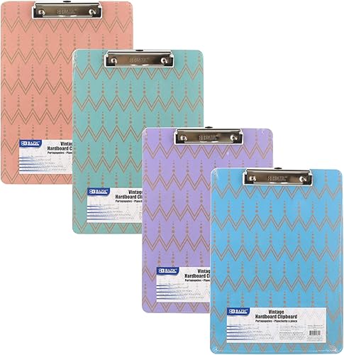 Miniatura 2 de BAZIC - Portapapeles de madera vintage, clip de perfil bajo, resistente y fuerte, tamaño carta A4, para oficina y escuela, paquete de 4