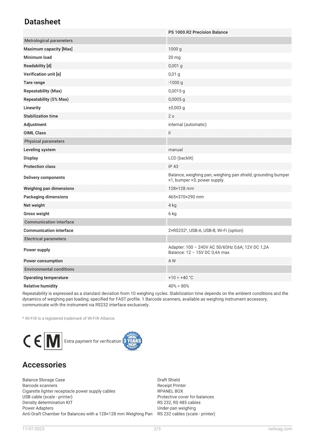 PS 1000.R2 Precision Balance