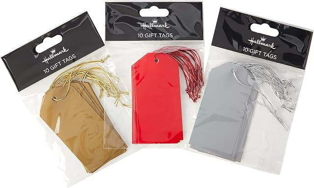 Hallmark Gift Tag Pack - 30 Tags in 3 Festive Colours
