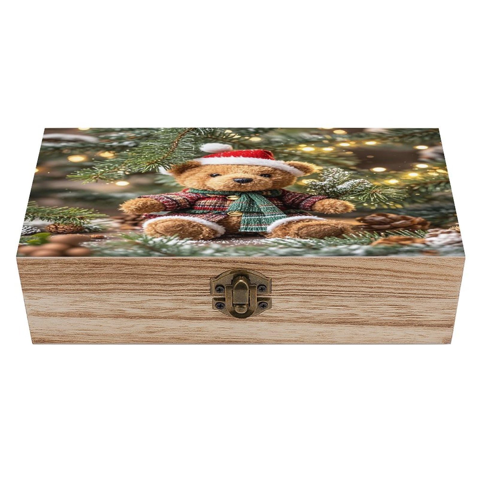 LZQPOEAS Xmas Tree Branch Bear Doll Wooden Box Storage Space to Organize Jewelry in A Beautiful Small Storage Box Decorative Card Boxes Memory Treasure Boxes for Crafts And Photo Storage