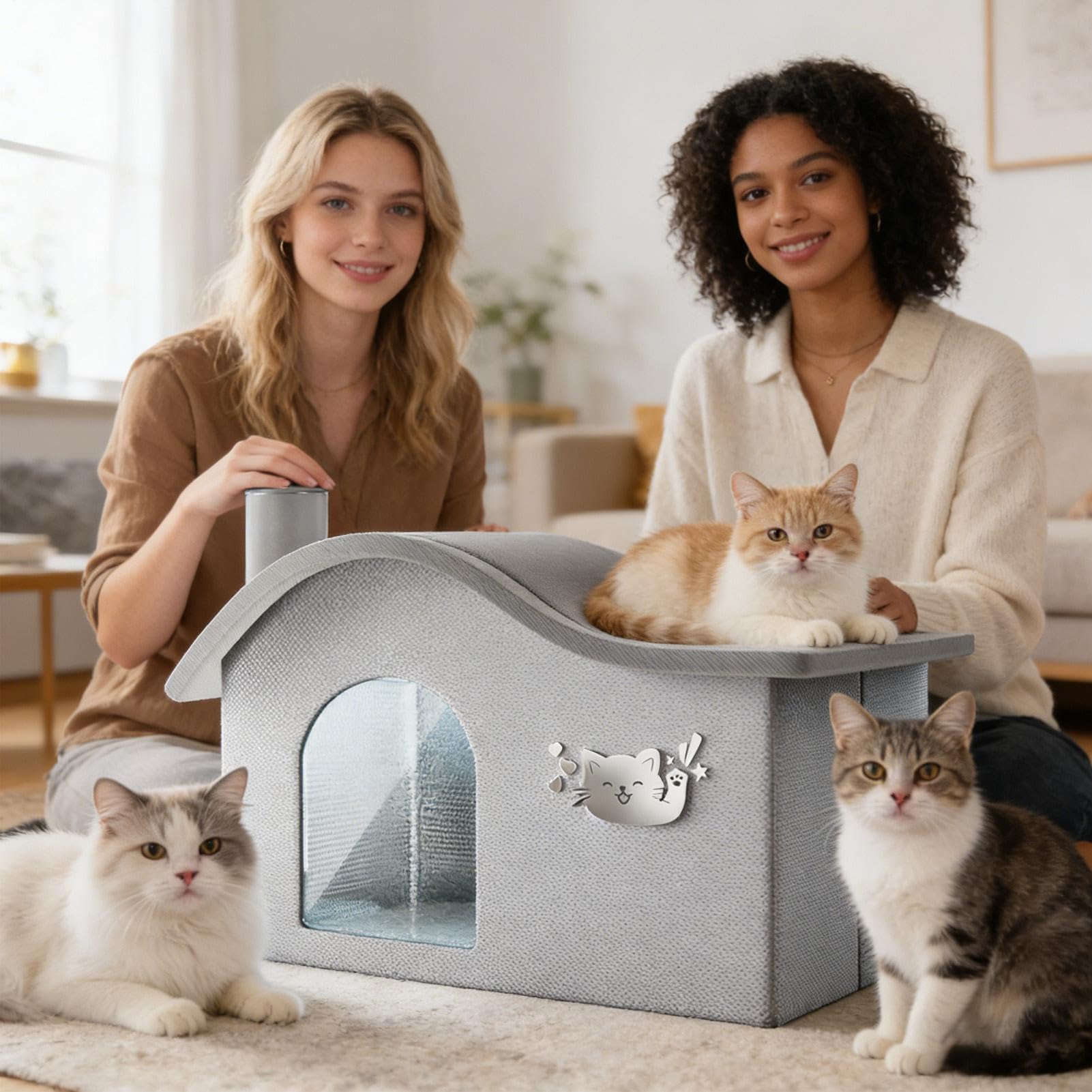 Kühlhaus Für Katzen, Faltbares Katzenzelt Sommer, Wasserdichtes Kratzfestes Katzenkühlbett Mit 6 Eisbeutel Und Aluminiumfolien-Isolierschicht, EPE-Baumwolle, Für Drinnen & Draußen
