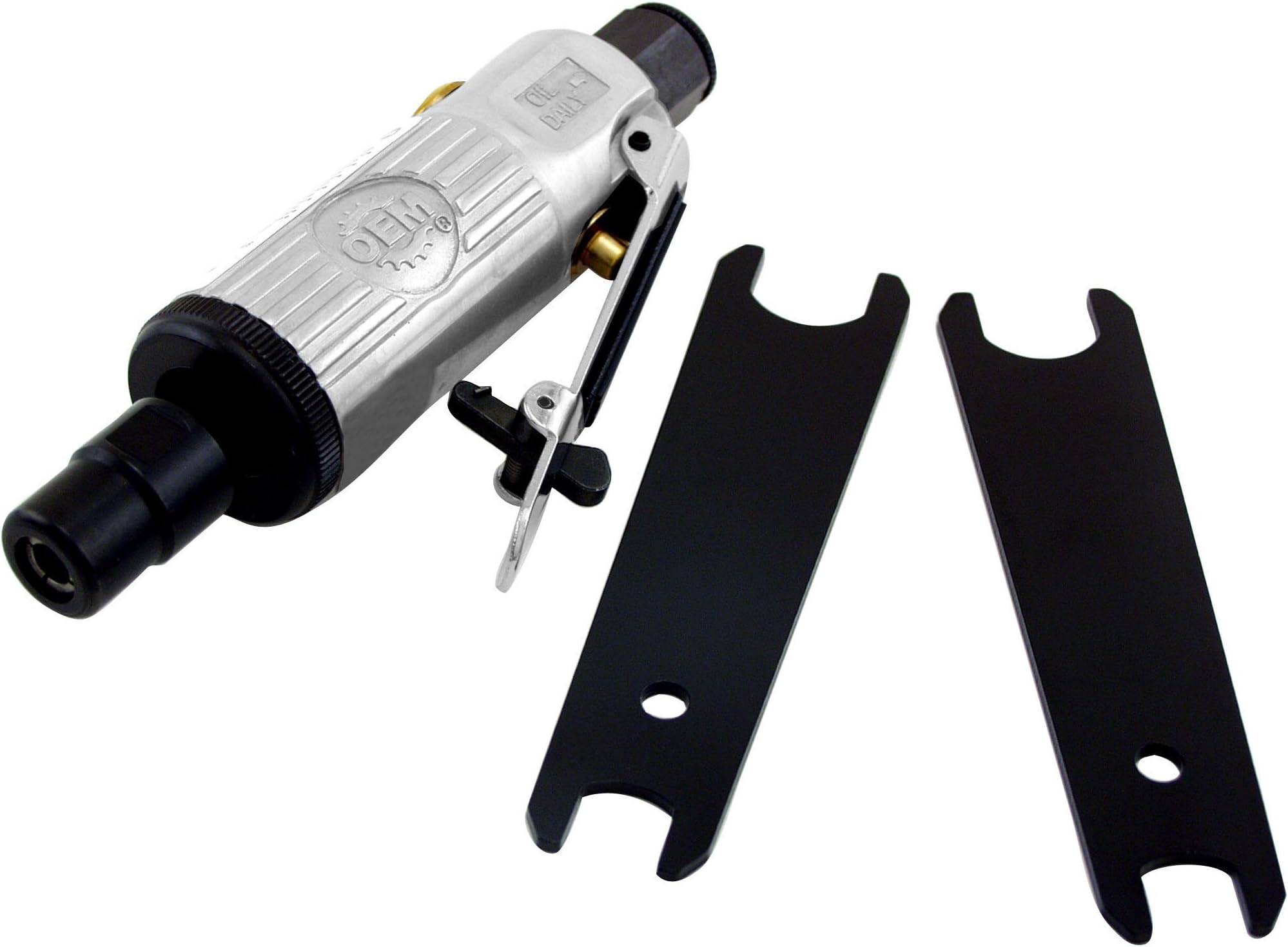 OEMTOOLS 25761 3 Inch Mini Die Grinder, Compact Pneumatic Grinder Precision Tool With Throttle Lock and Silencer, 26,000 Free Speed Air Sander Tool, Includes 2 Wrenches