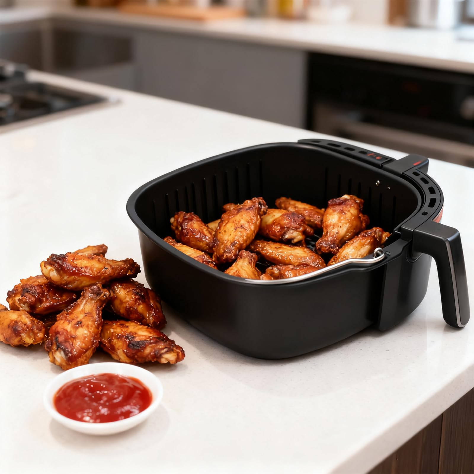 Teglie per Friggitrice ad Aria 22cm Universale | Fusto per Torta Antiaderente | Accessori senza BPA per Tutti i Modelli Forno e Airfryer