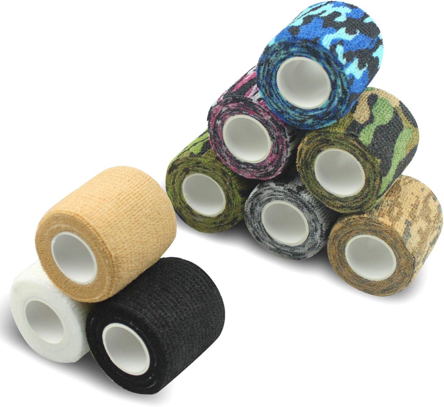 Banglijian Self Adherent Self Adhesive Tape, Cohesive Bandage Tape, Strong Elastic Sports Tape, 2 inches, 5 Yards, Pack of 9