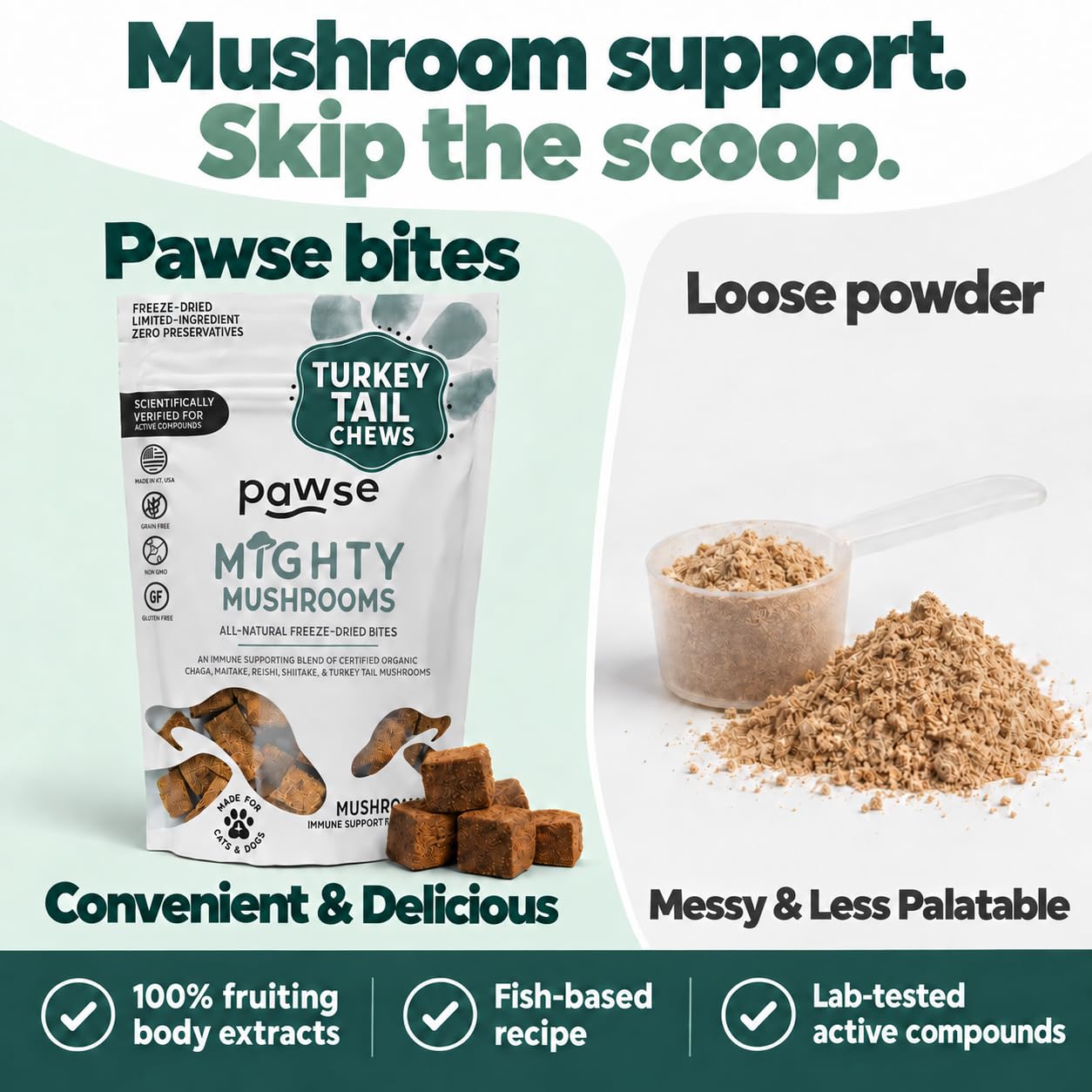 Pawse Turkey Tail Mushroom for Dogs & Cats, Mighty Mushroom Chews, 60 Count — Amazon image 7