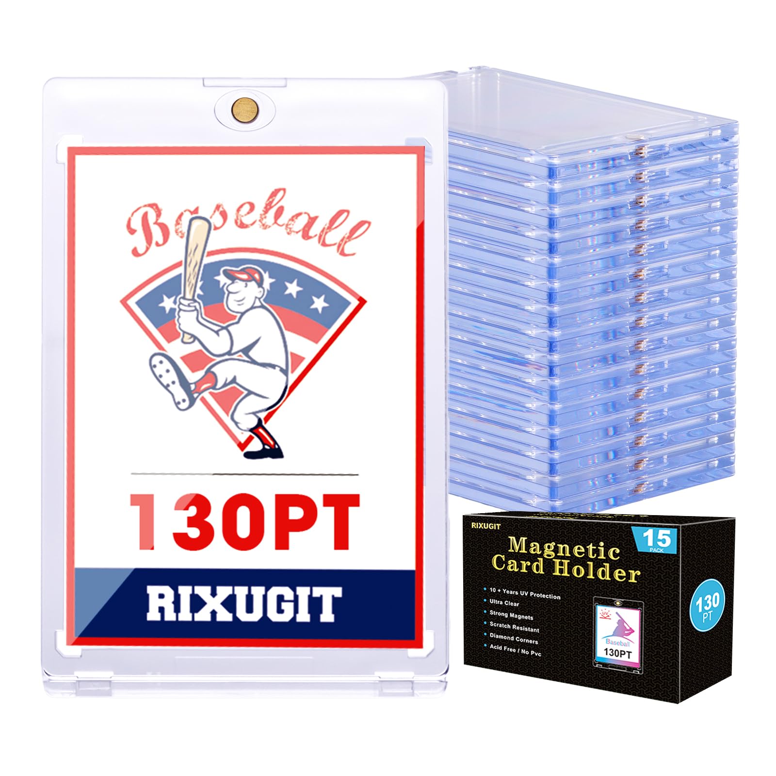 130pt Magnetic Card-Holders for Trading Cards - 15-Pack One Touch