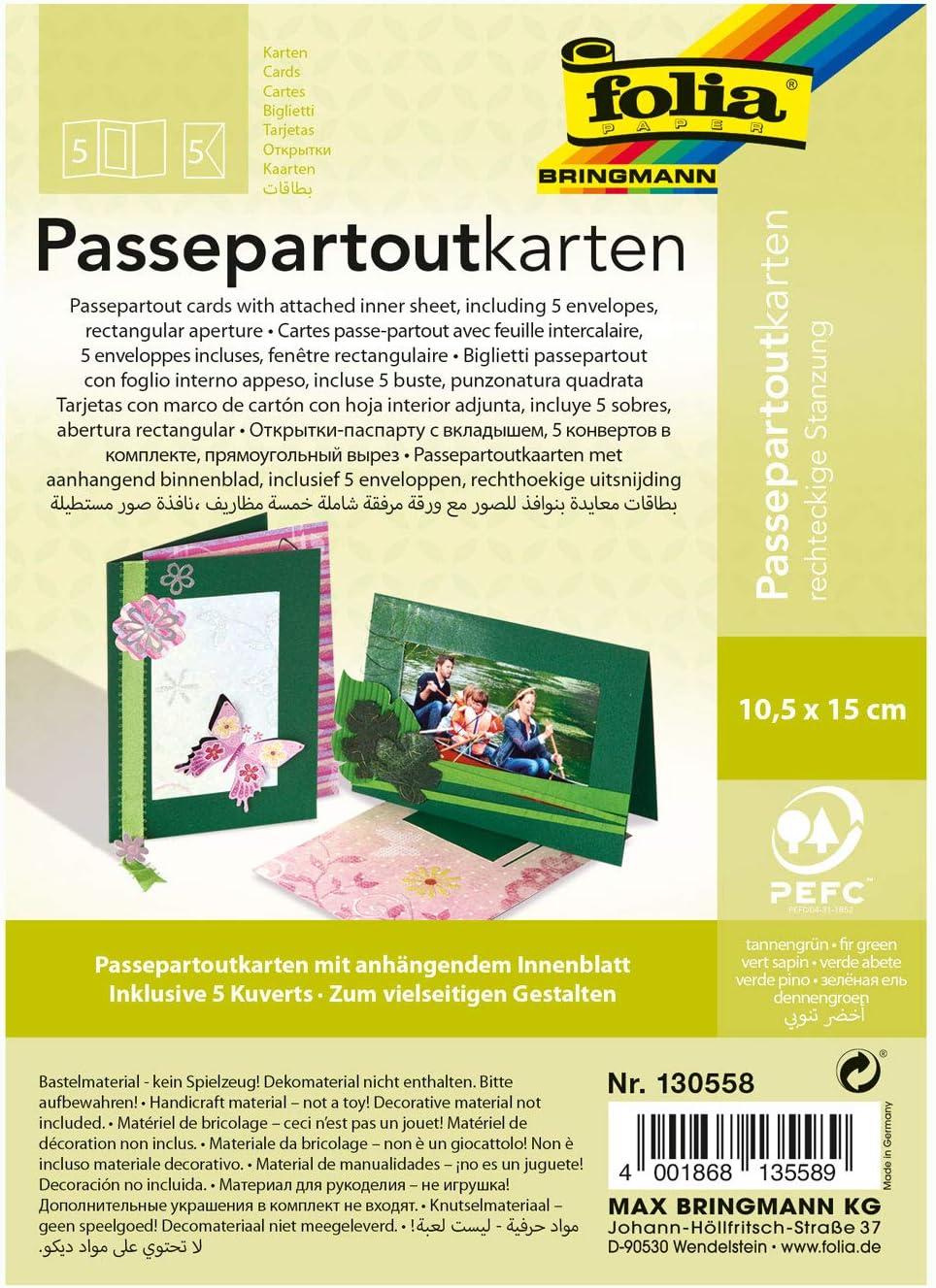 "Rectangle" Cards, A6, 220 g/m², 10 pcs. Green