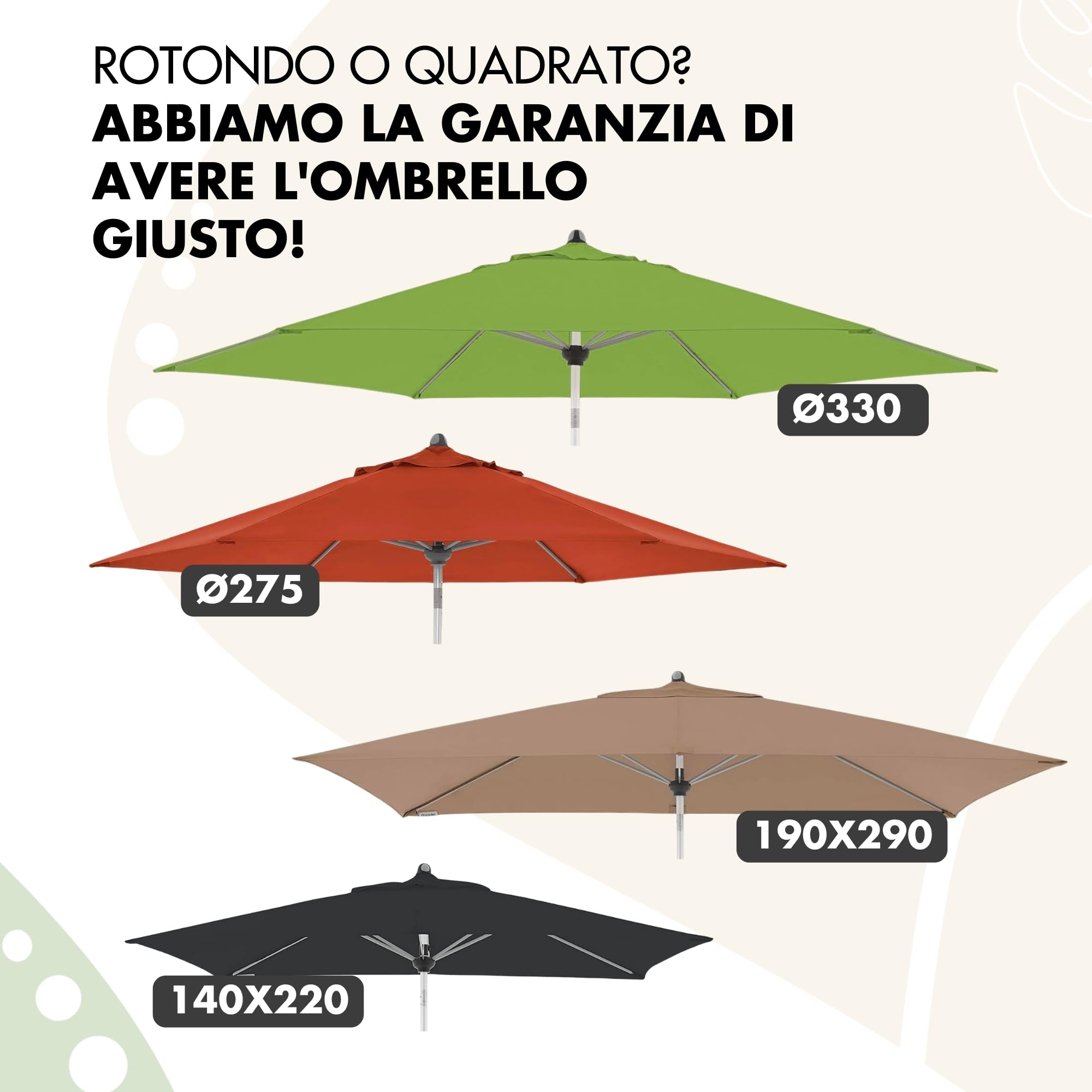 Doppler Ombrellone Rettangolare 190×290 cm in Alluminio – da Balcone e terrazza con manovella, tettuccio inclinabile, Protezione UV 80+ e Tessuto Impermeabile