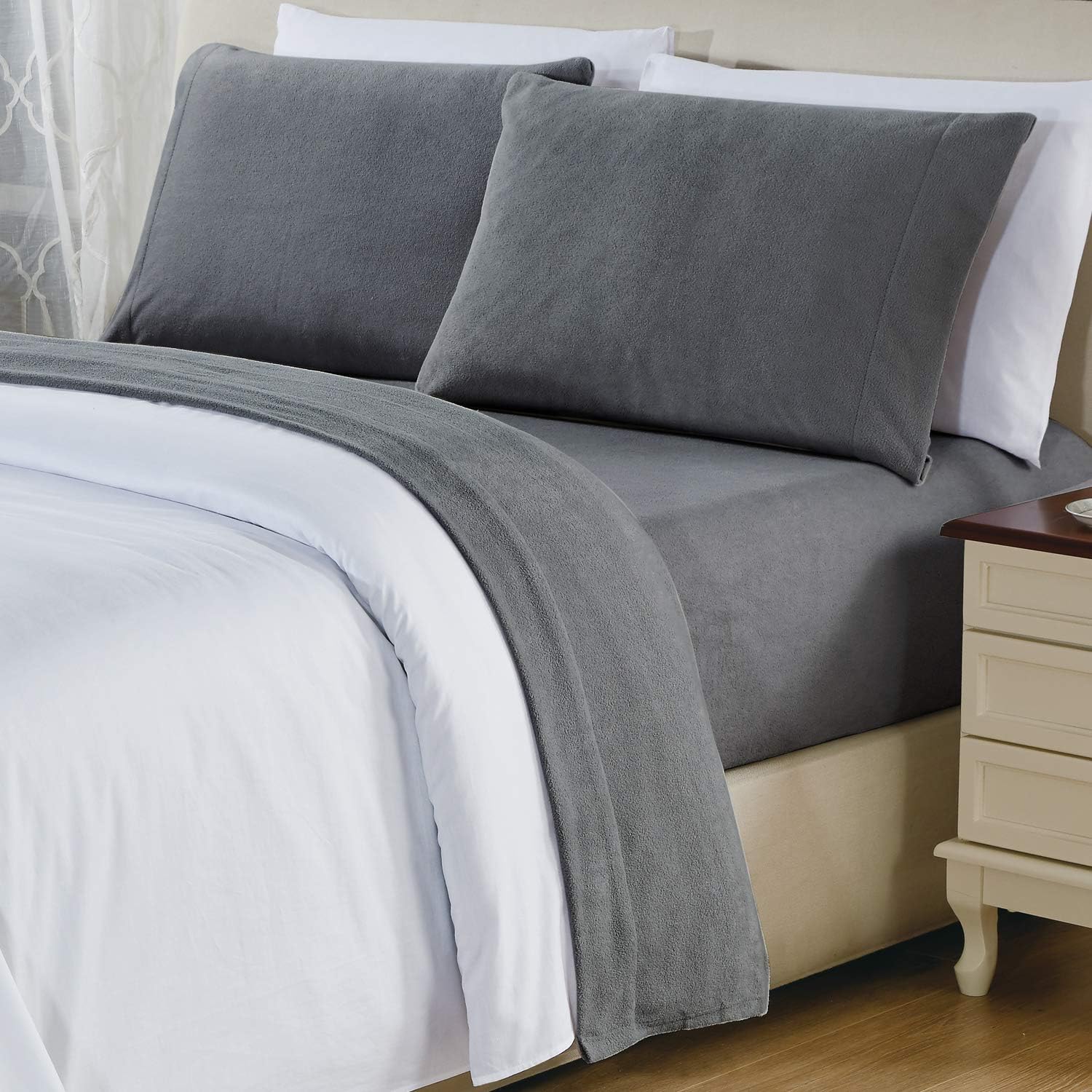 Flash Deals - 50% OFF softan Polar Fleece Bed Sheet Set, Super Soft Plush Microfiber 3 Pcs,Easy Care and Breathable Bed Sheets with 15 Deep Pocket for All Seasons, Darkgrey, Twin Best Quality 🔥 softan Polar Fleece Bed Sheet Set, Super Soft Plush Microfiber 3 Pcs,Easy Care and Breathable Bed Sheets with 15 Deep Pocket for All Seasons, Darkgrey, Twin